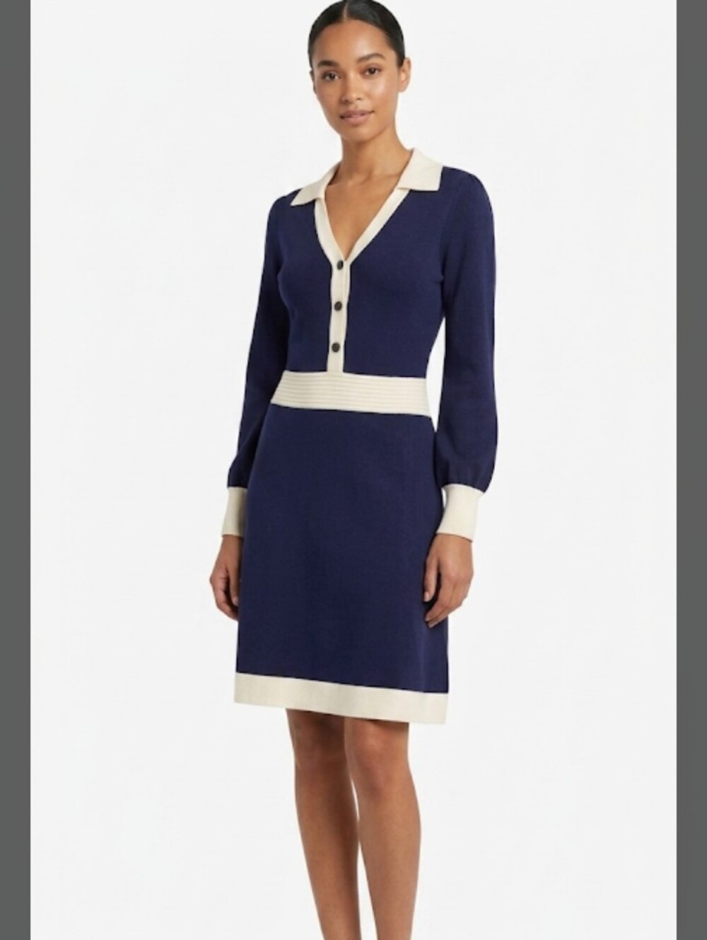 Zessica Navy Blue & White Sweater Dress Size‎ Small NWT